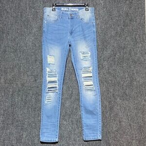 Rebel Minds Mens 30x32 Distressed Light Wash Ripped Slim Fit Denim Jeans Grunge
